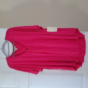 Sejour Women's 2X Hot Pink Short Sleeve Top NWT